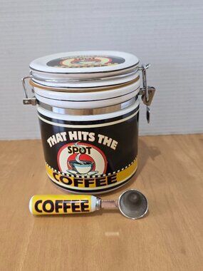 Certified Internation Retro Coffee Canister Hing Clamp Lid Airtight Seal Scoop